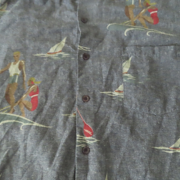 SHADES OF GREY by micah cohen Water Boarding Sailing Button Shirt L linen/cotton - Picture 2 of 6